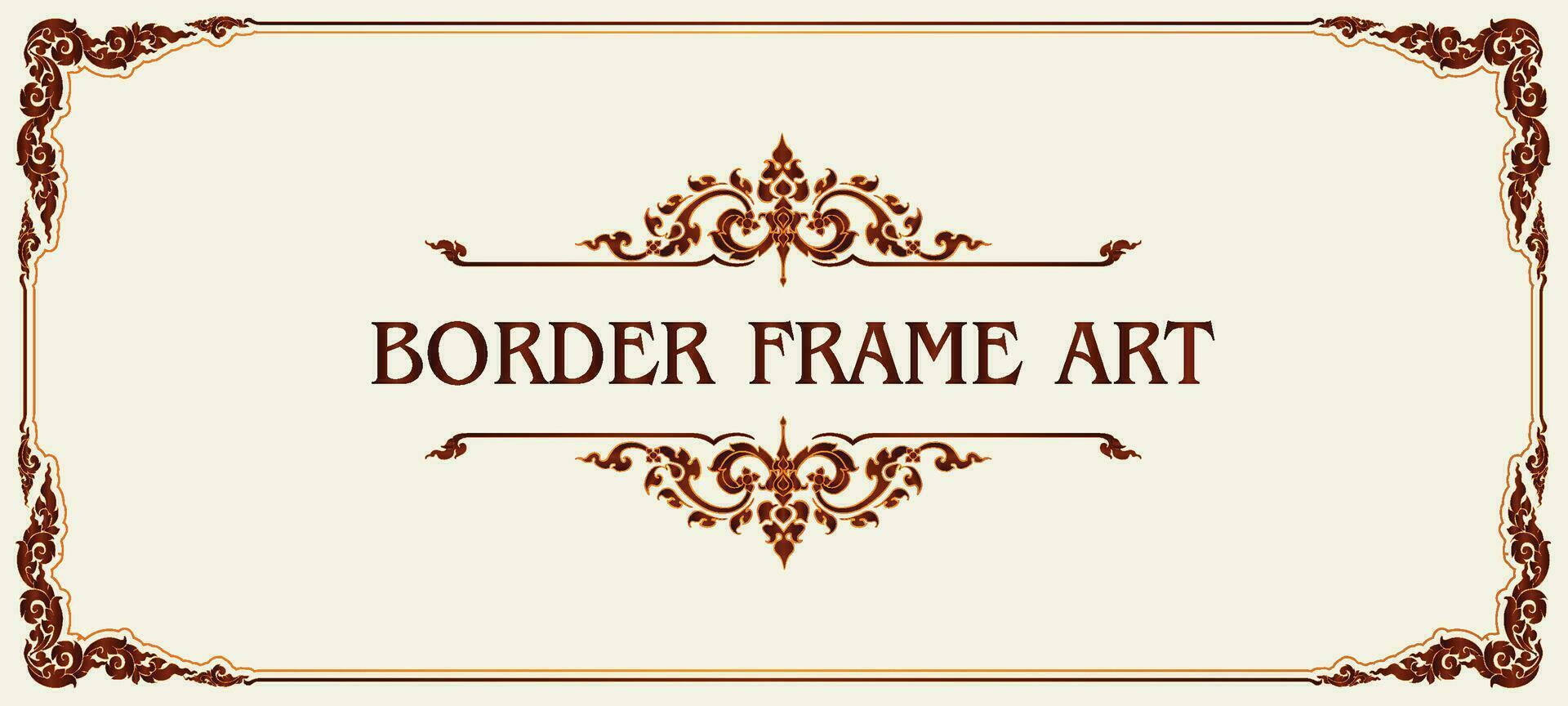 Gold frame with corner line floral for picture, Vector design decoration pattern style