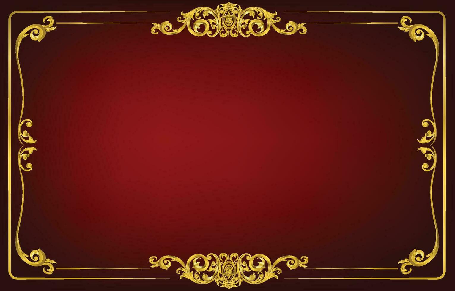 Gold frame with corner line floral for picture, Vector design decoration pattern style