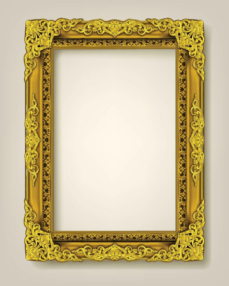 Gold frame with corner line floral for picture, Vector design decoration pattern style