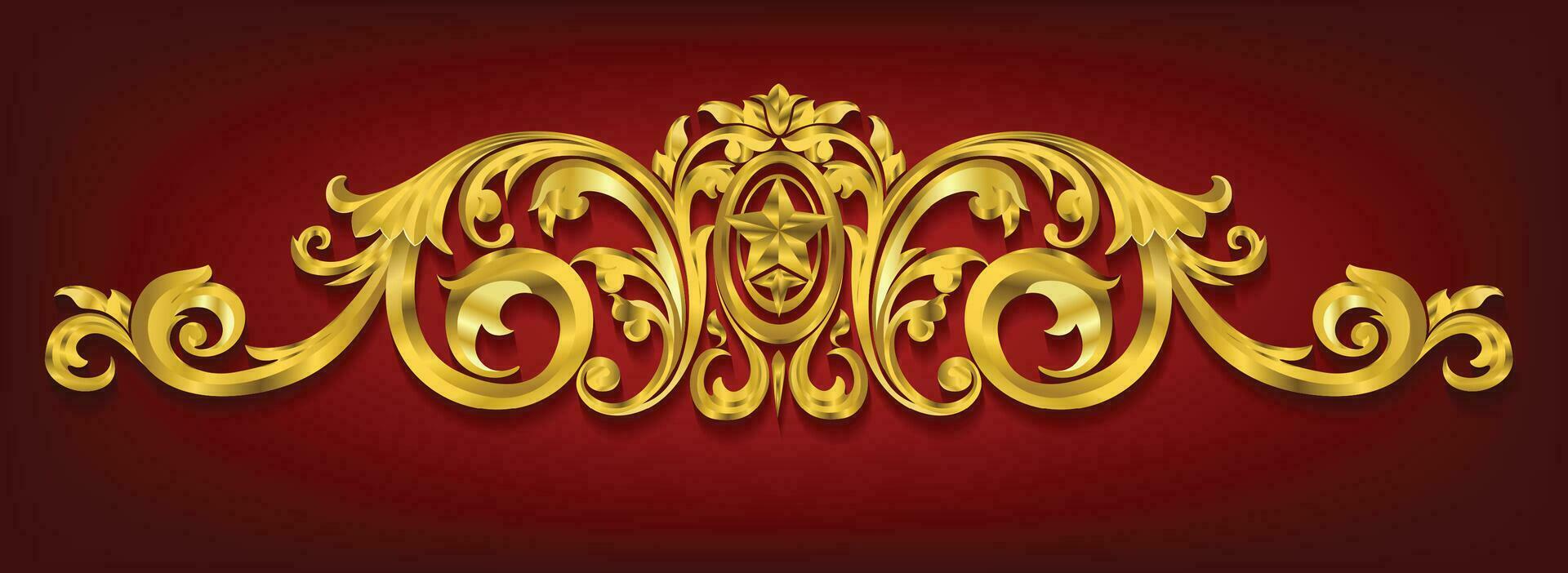 Gold frame with corner line floral for picture, Vector design decoration pattern style