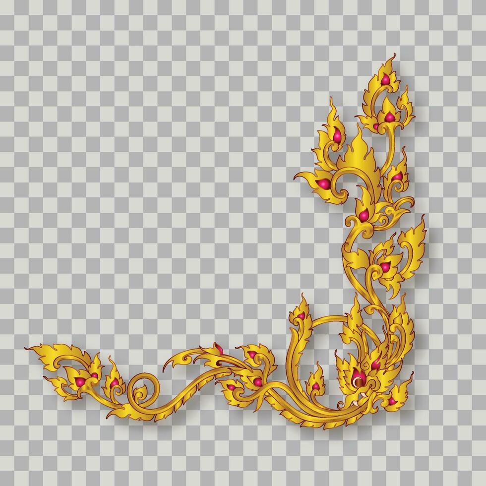 oro marco con esquina línea floral para imagen, vector diseño decoración modelo estilo