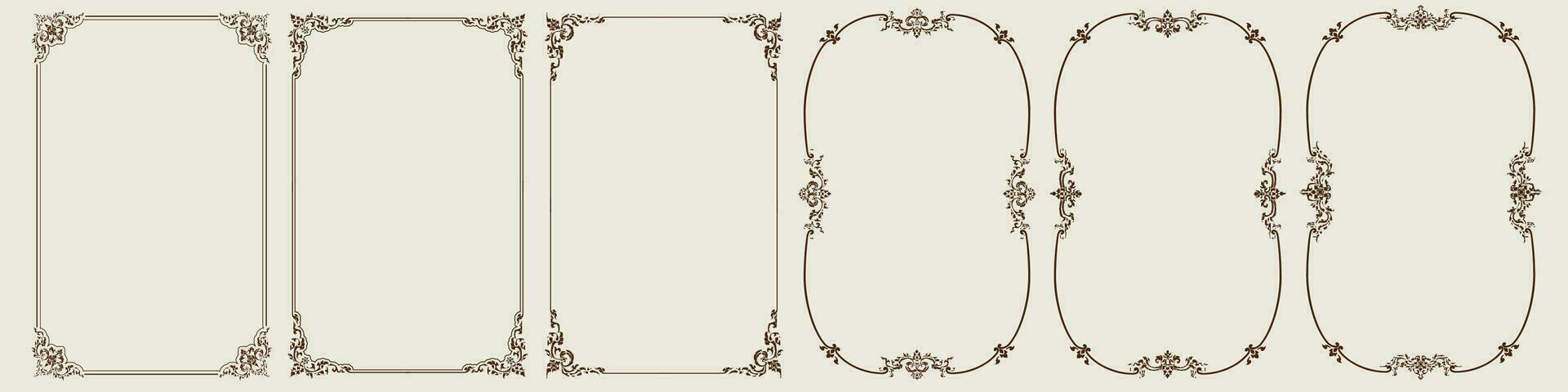 Set of Border frame floral line corner vector