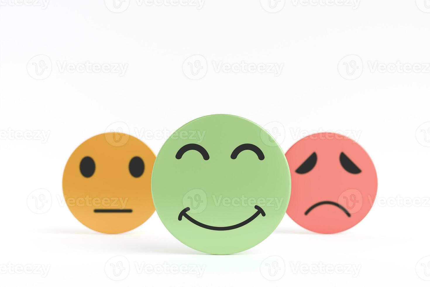 Face icon with a smile on circle pad on white background. concept of health assessment or service. Good comment ratings positive customer reviews, satisfaction surveys. photo
