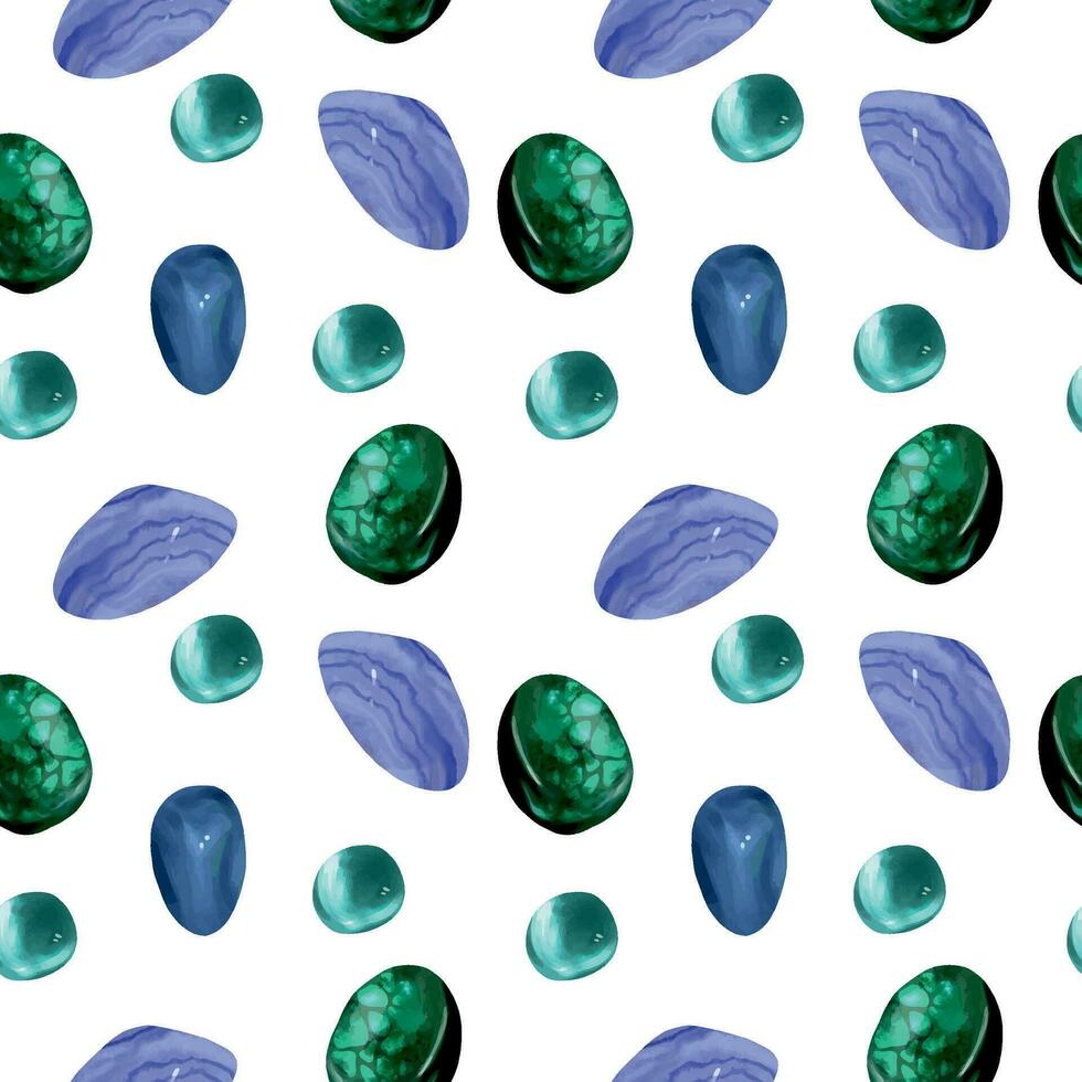 Esoteric stones on a white background. Vector seamless pattern for halloween and esoteric. Composition for postcards, covers, wrapping paper, textiles, wallpapers.
