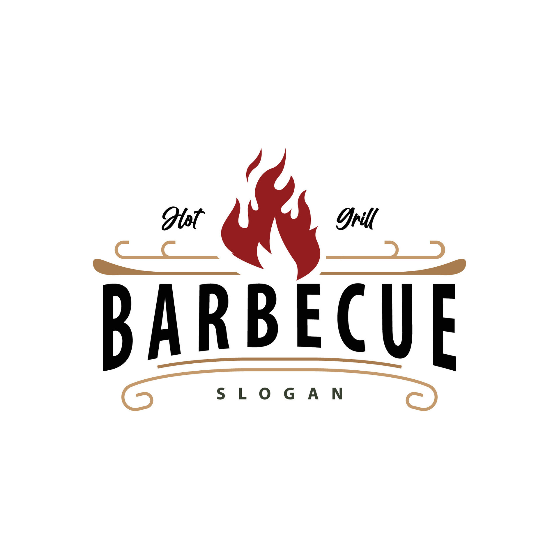 BBQ Hot Grill Logo, Barbeque Typography Vintage Design Label Stamp ...