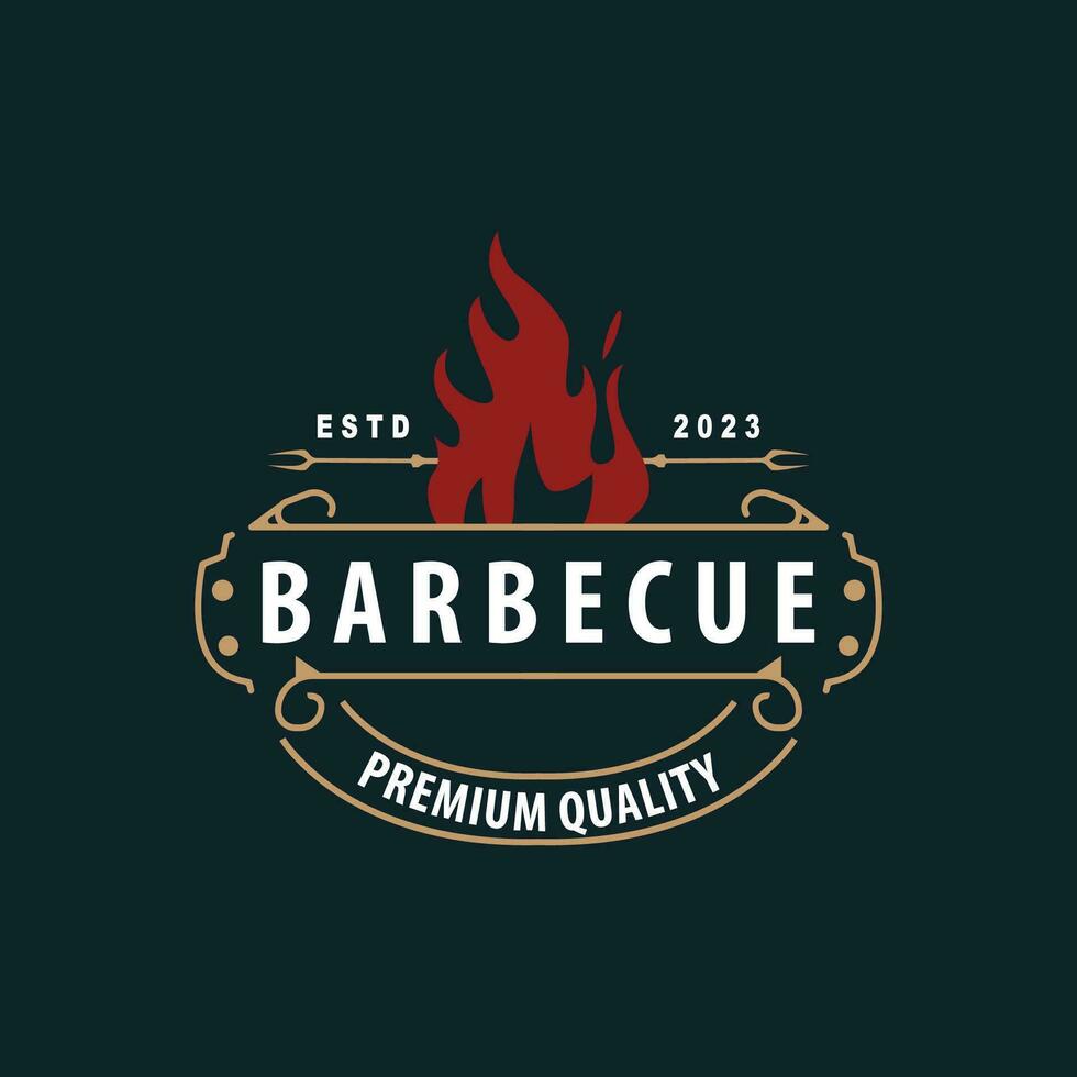 barbacoa caliente parrilla logo, parrilla tipografía Clásico diseño etiqueta estampilla, logo restaurante, cafetería, bar sencillo vector