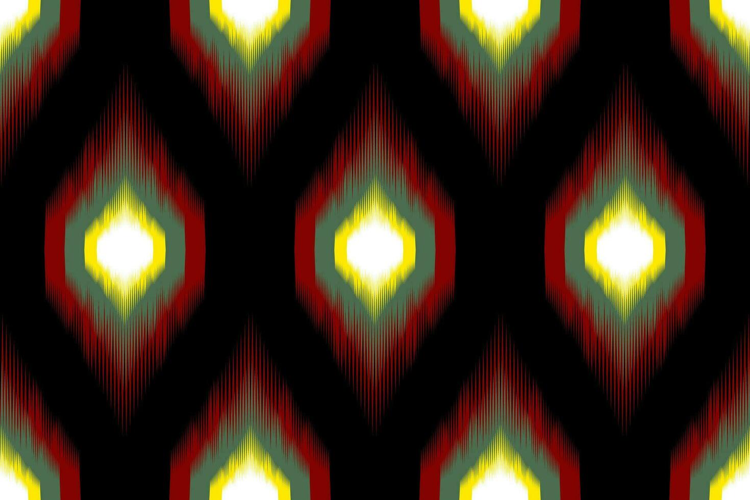 African Ikat Paisley embroidery pattern on black background, traditional seamless geometric pattern, Aztec abstract pattern. vector