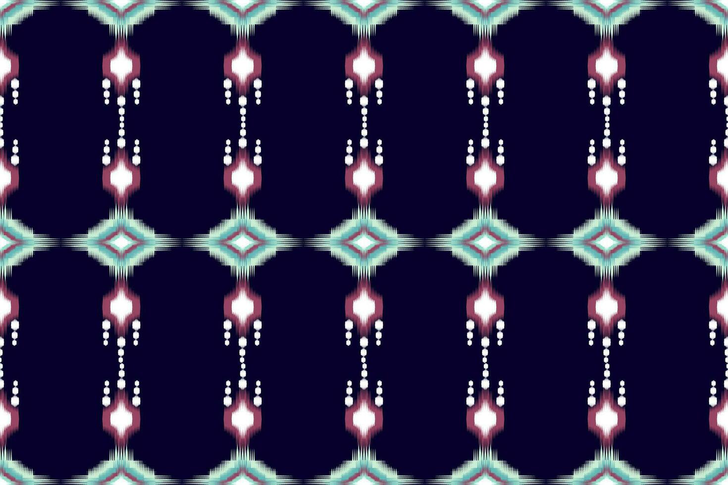 Seamless pattern of Ikat paisley, traditional seamless pattern, dark blue background, Aztec style, embroidery, abstract, vector, design illustration for texture, fabric, print. vector