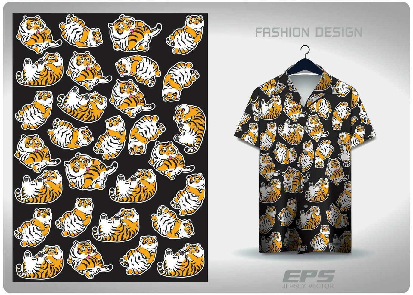 Vector hawaiian shirt background image.Cute little tigers in various styles pattern design, illustration, textile background for hawaiian shirt,jersey hawaiian shirt