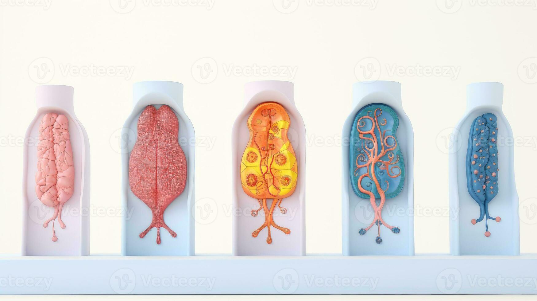 3D illustration mockup of the human organ system, Anatomy, Nervous, circulatory, digestive, excretory, urinary,and bone systems. Medical education concept, Generative AI illustration photo