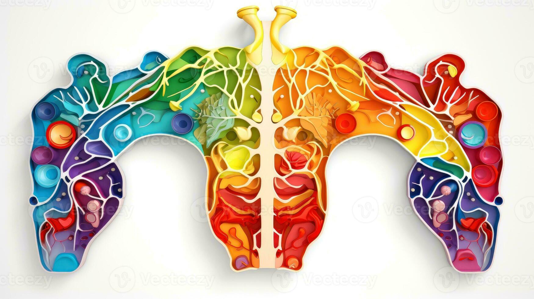 3d ilustración Bosquejo de el humano Organo sistema, anatomía, nervioso, circulatorio, digestivo, excretorio, urinario, y hueso sistemas médico educación concepto, generativo ai ilustración foto