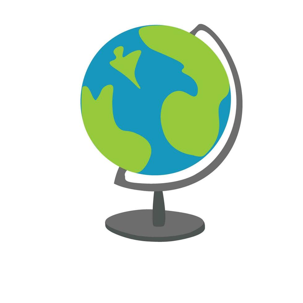 World globe with stand vector set. Globe of planet earth vector illustration for concept of kid learning or world travelling. Flat vector in doodle  style.