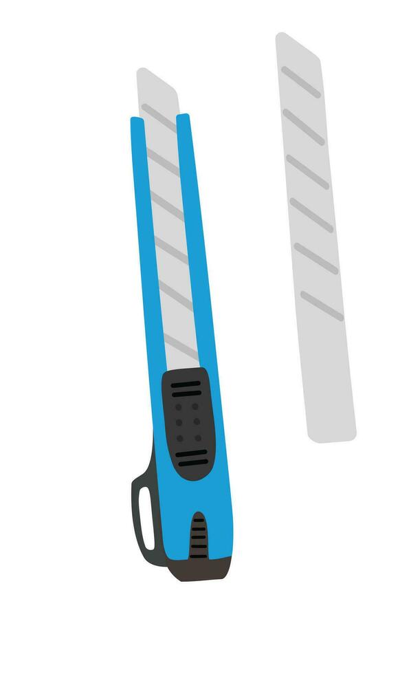 Paper knife vector illustration set in different colors. Back to school concept. Stationery, office supplies or school supplies vector. Flat vector in cartoon style isolated on white background.
