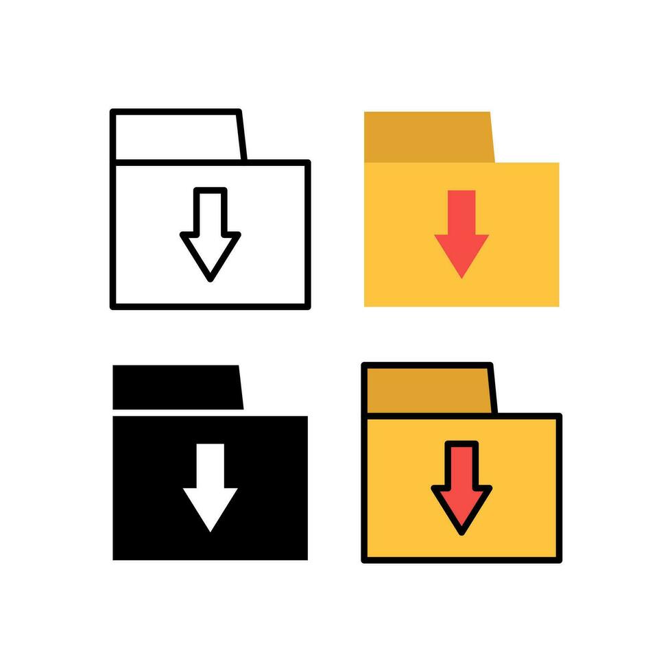 download folder icon button. Folder icon. Down arrow bottom side symbol. Click here button. Save cloud icon push button for UI UX, web.isolated on white background,icon set. vector