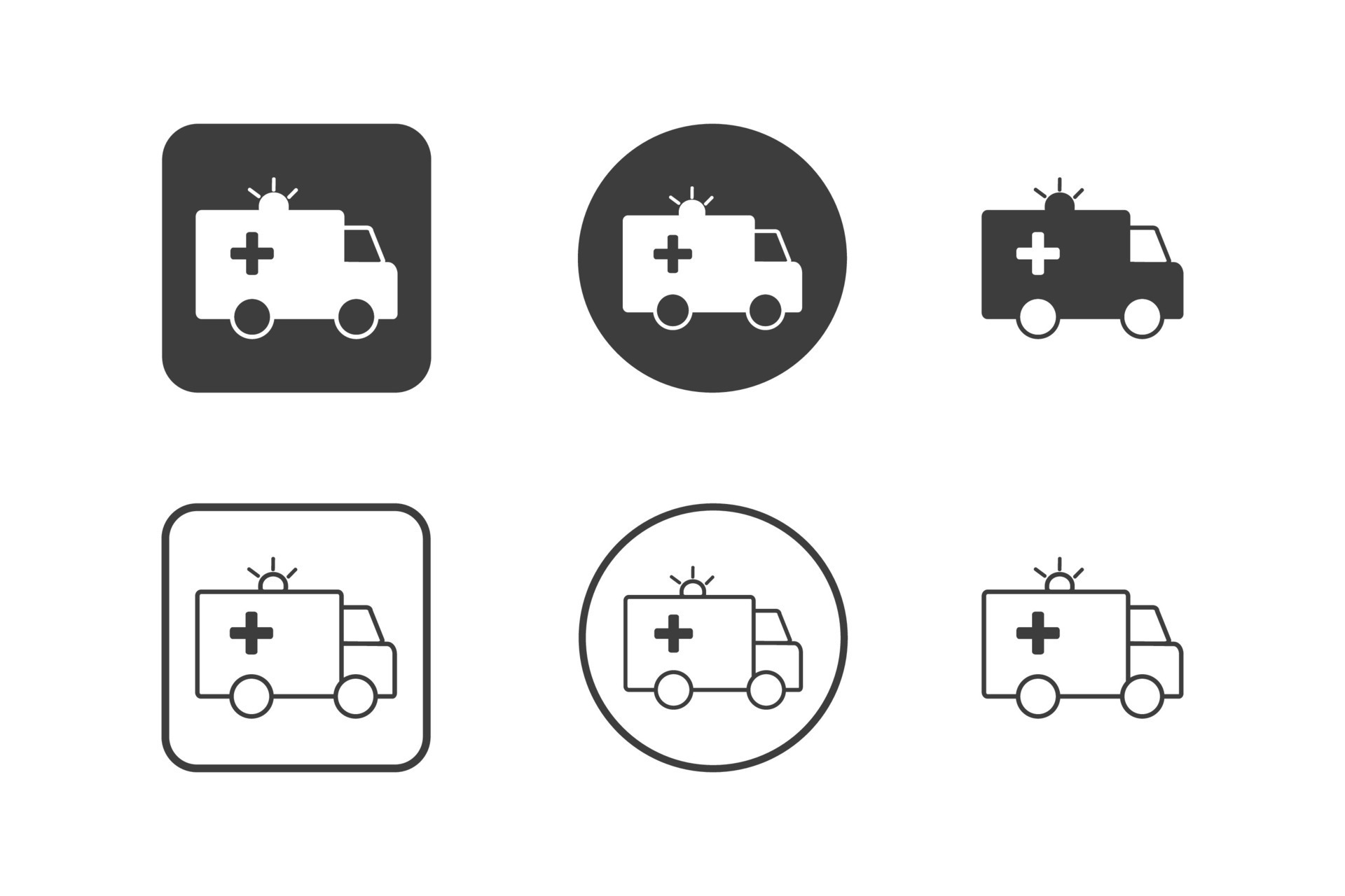 Ambulance icon design 6 variations. Hospital icons set, Isolated on ...