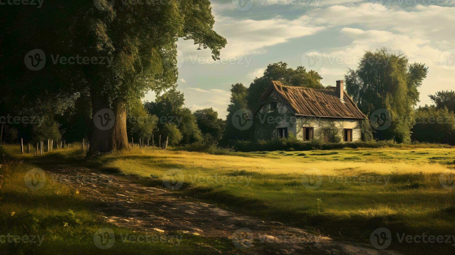 rustic cottage in the fields photo