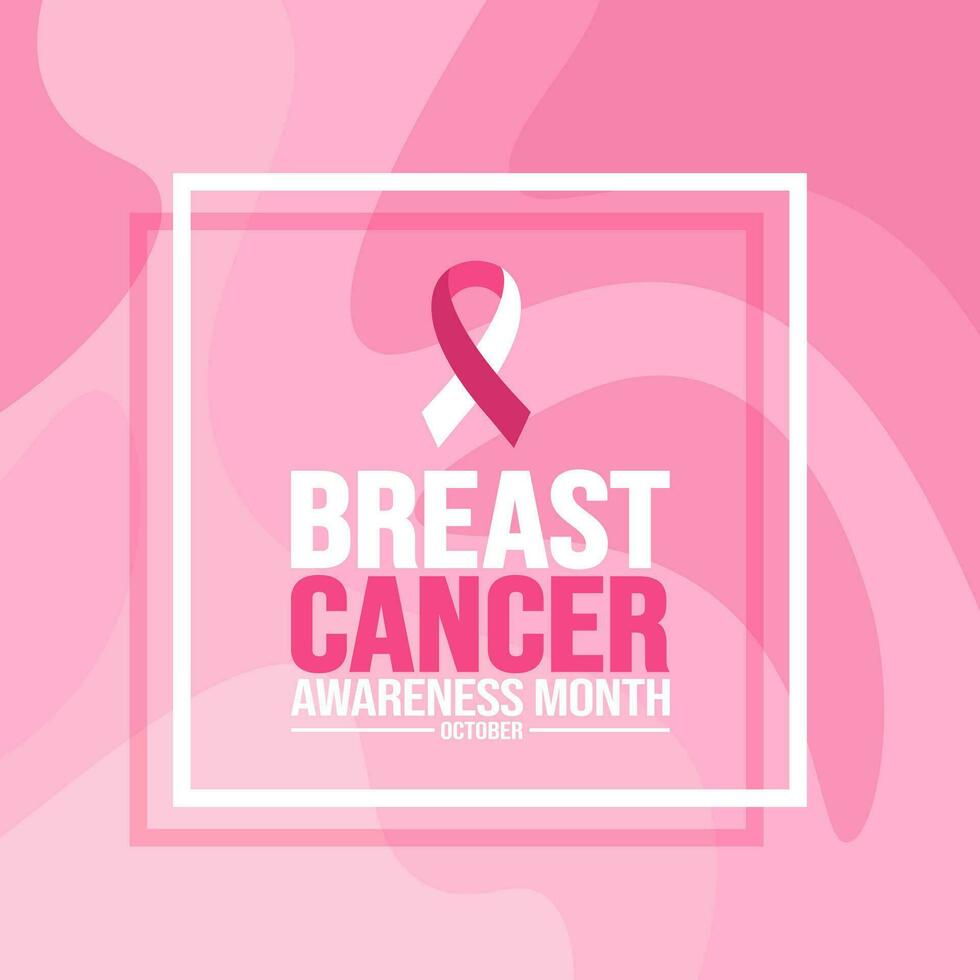 October is breast cancer awareness month social media post banner design template set. Holiday concept. background, banner, placard, card, and poster design template with ribbon and text inscription. vector