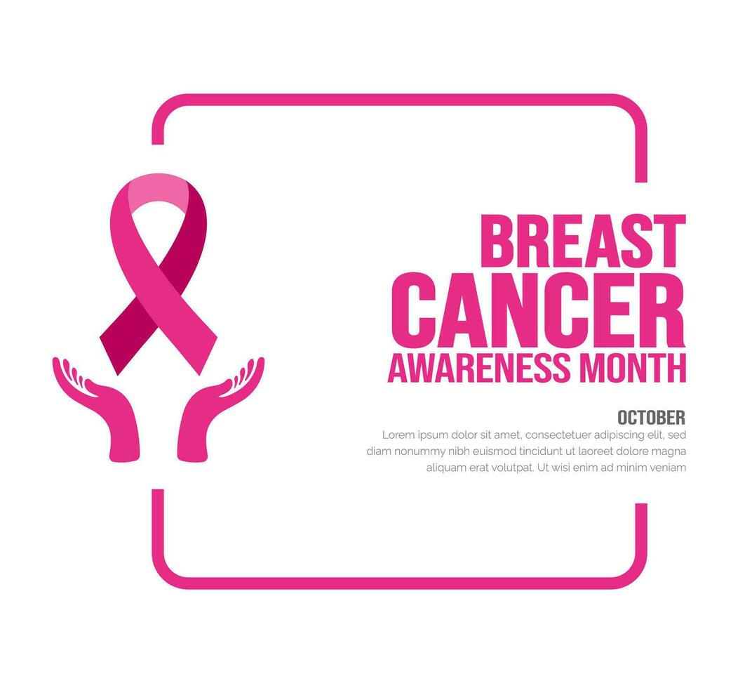 October is breast cancer awareness month social media post banner design template set. Holiday concept. background, banner, placard, card, and poster design template with ribbon and text inscription. vector