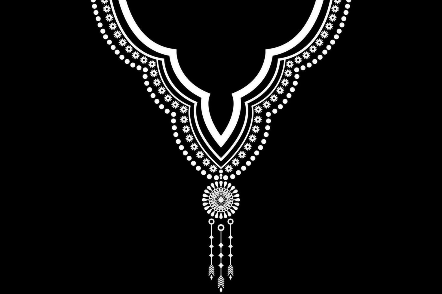 ethnic collar lace oriental pattern traditional on black background. Aztec style embroidery abstract vector illustration. Designs for fashion texture, fabric, fashion women, shirt, clothes