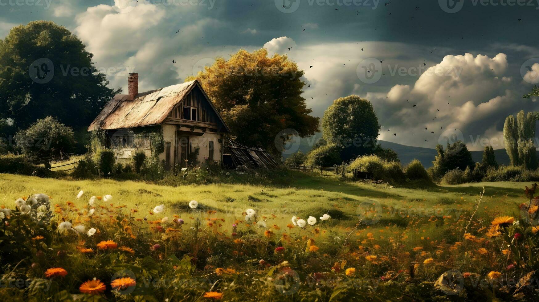 rustic cottage in the meadows photo