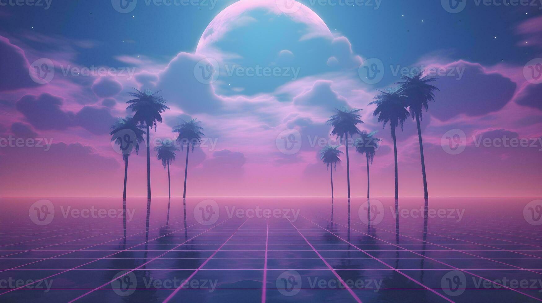 Vaporwave Lofi Aesthetic Purple Background photo