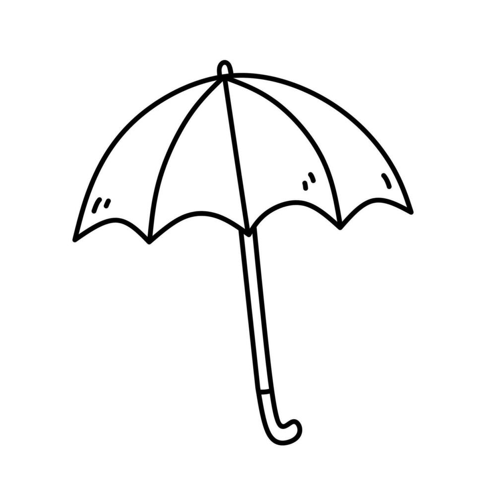 paraguas aislado en blanco antecedentes. vector dibujado a mano ilustración en garabatear estilo. Perfecto para tarjetas, decoraciones, logo, varios diseños