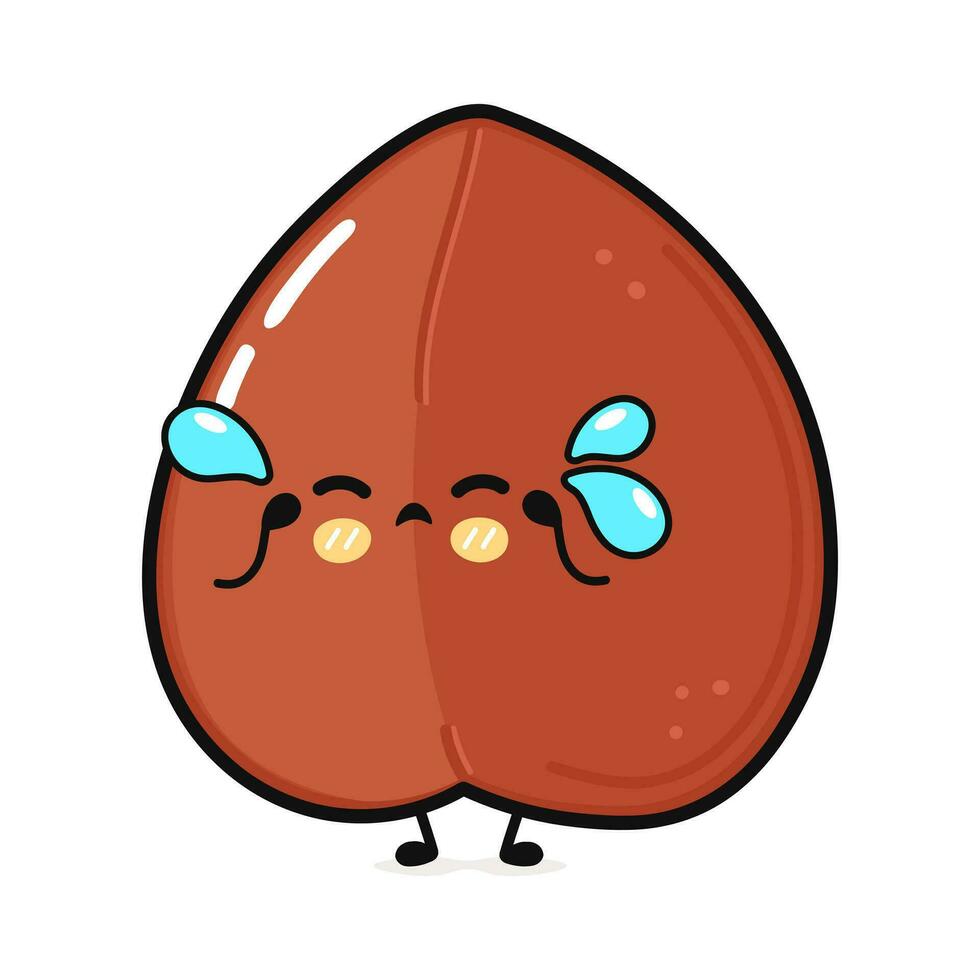 Crying Buckwheat character. Vector hand drawn cartoon kawaii character illustration icon. Isolated on white background. Sad Buckwheat character concept