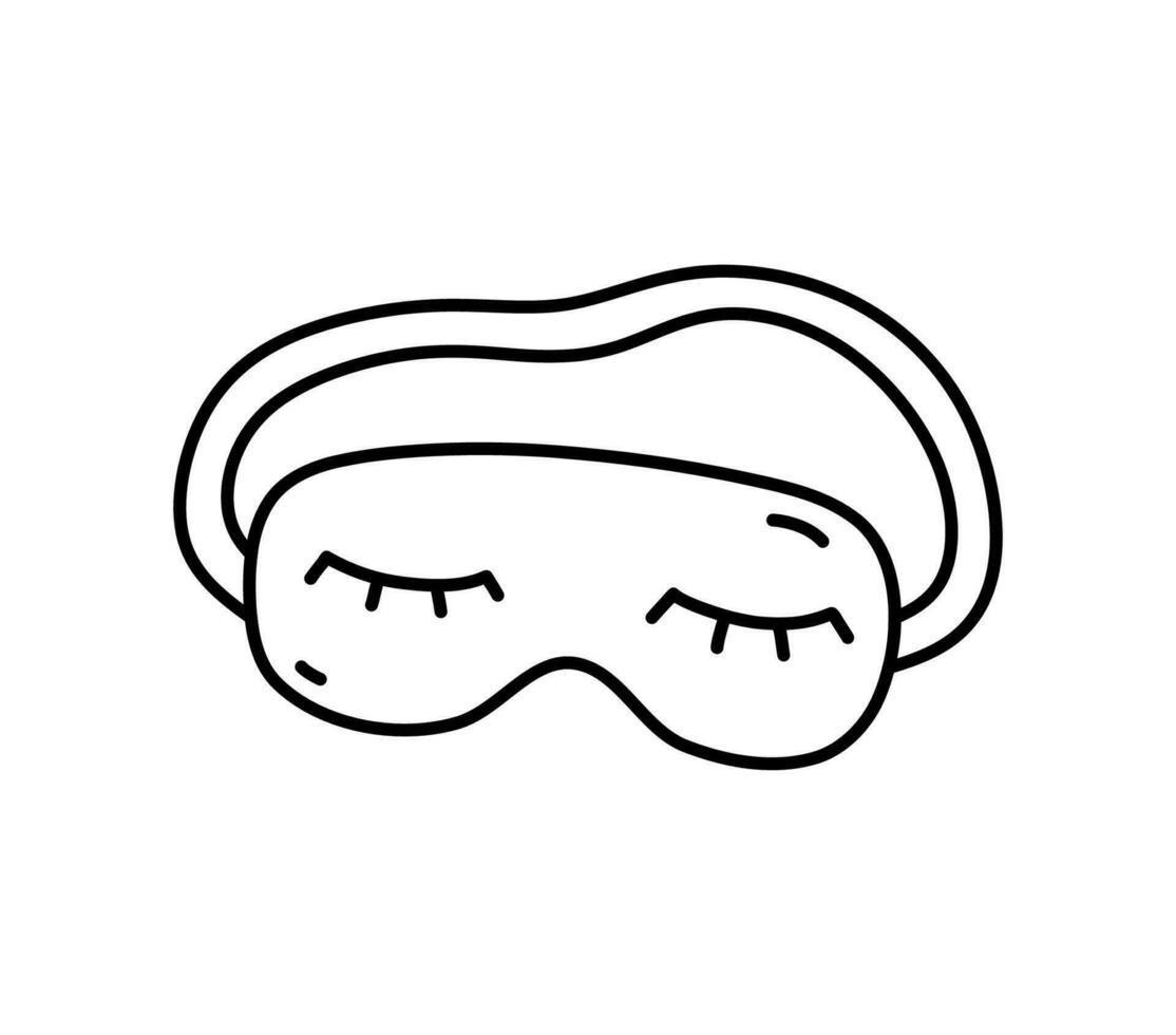 Sleep mask isolated on white background. Vector hand-drawn illustration in doodle style. Perfect for cards, decorations, logo, various designs.