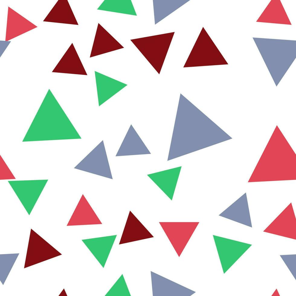Geometric seamless pattern of green, red, gray, dark brown triangles for textile, paper and other surfaces vector