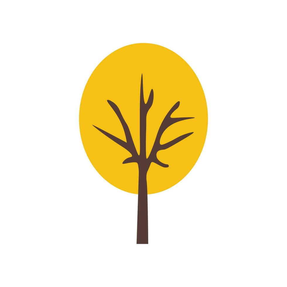 amarillo otoño árbol vistoso icono en plano estilo. adecuado para diseño de sitios web, postales, libros, patrones y otro propósitos vector