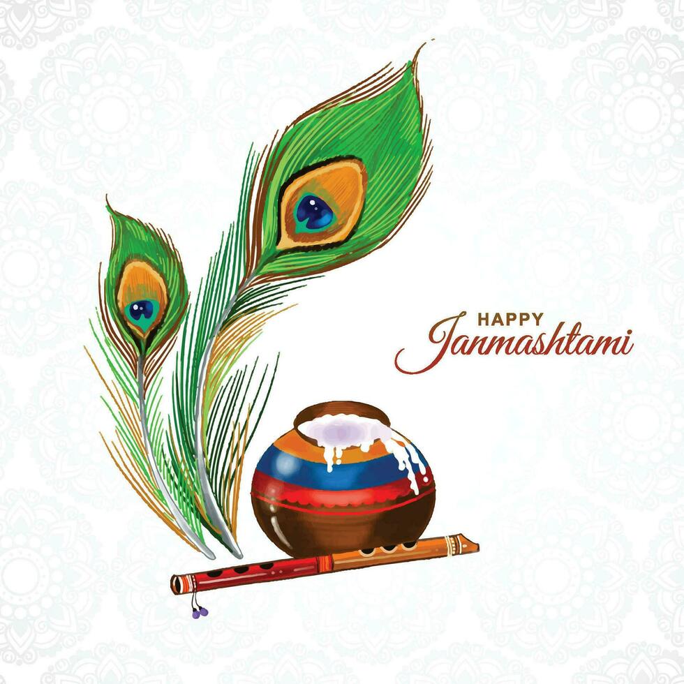 Happy janmashtami card holiday background vector