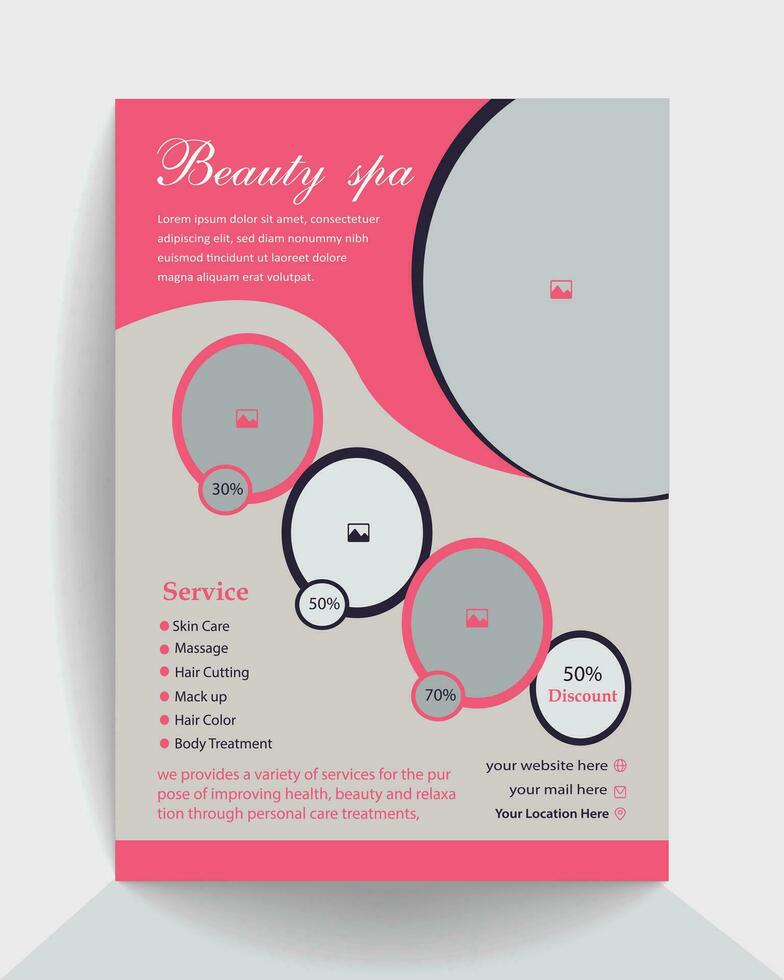 Beauty spa hair salon a4 size print ready flyer. beauty salon service advertising. vector