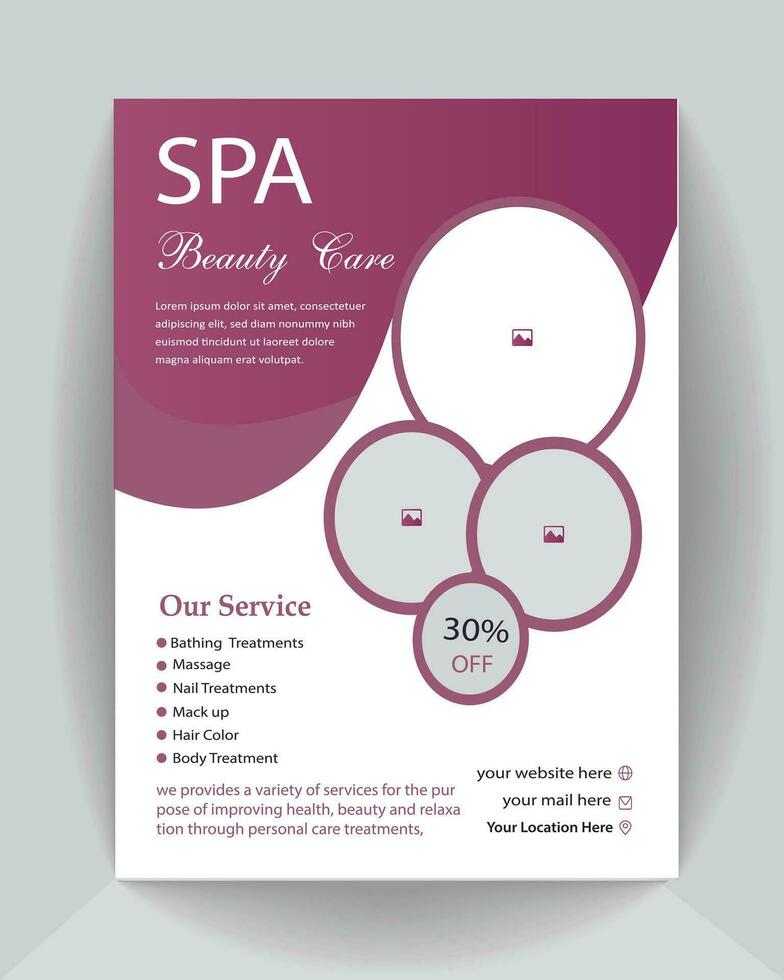 belleza spa pelo salón a4 Talla impresión Listo volantes. belleza salón Servicio publicidad. vector