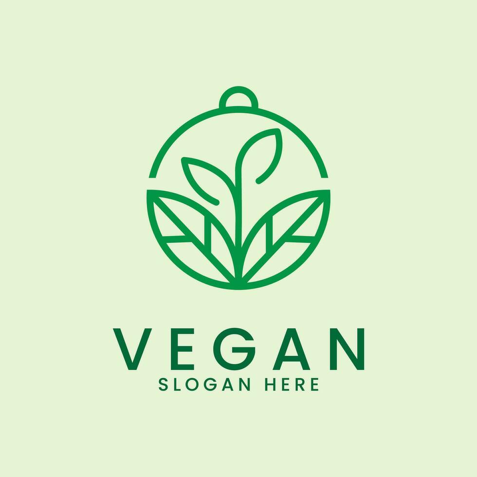 vegano logo vector ilustración diseño