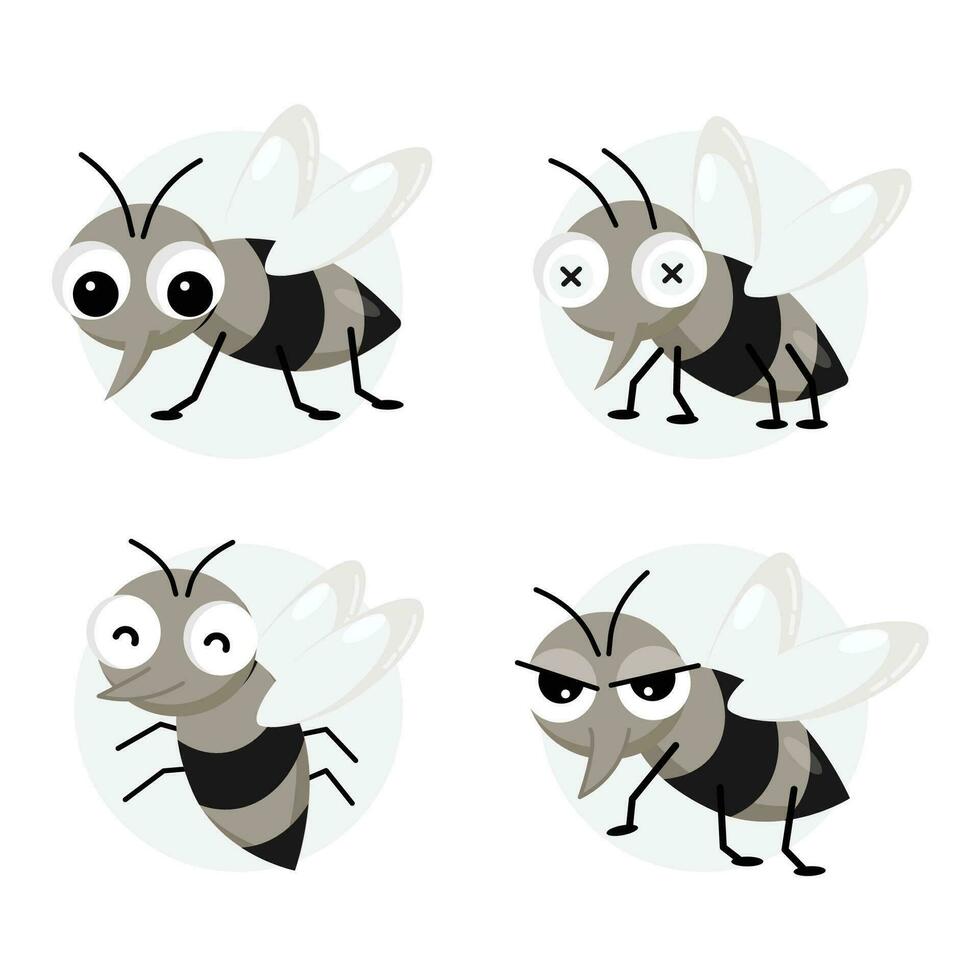 Mosquito Cartoon Character  on white background. vector