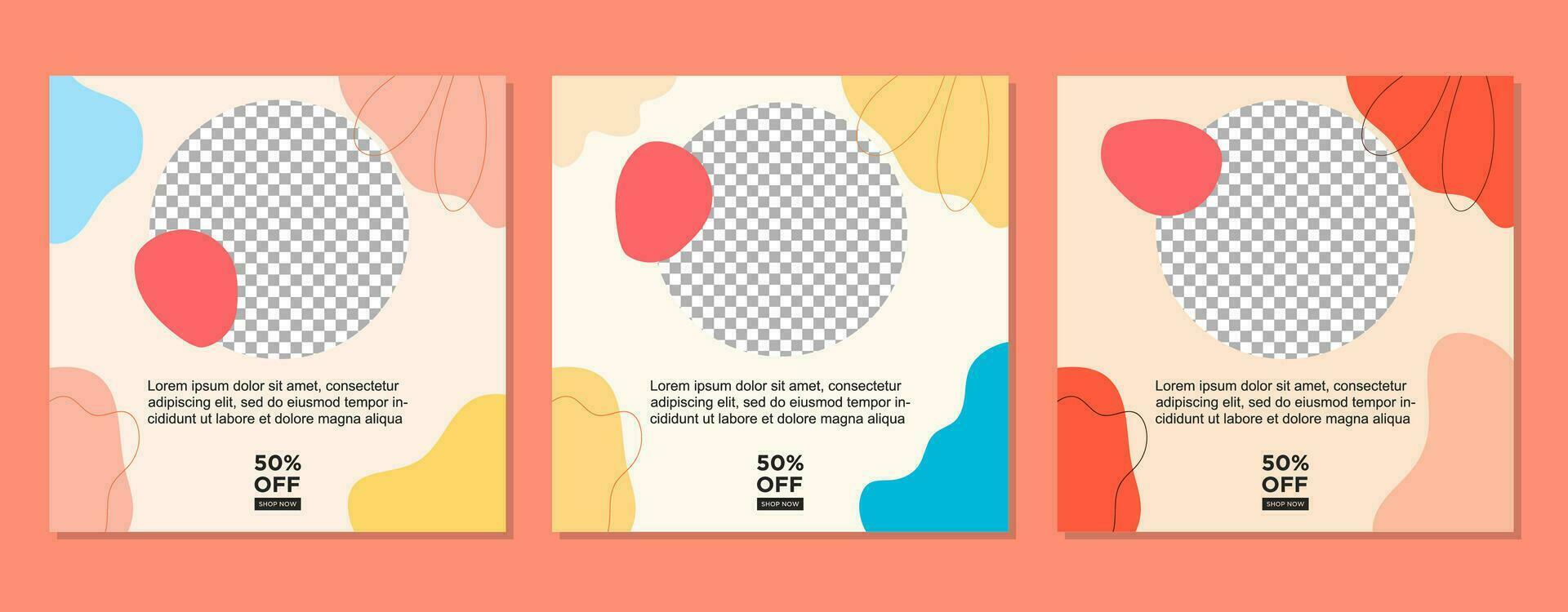 ABSTRACT SQUARE BACKGROUND SOCIAL MEDIA POST BANNER TEMPLATE SALES SET. EDITABLE COVER DESIGN PROMOTION SALE VECTOR