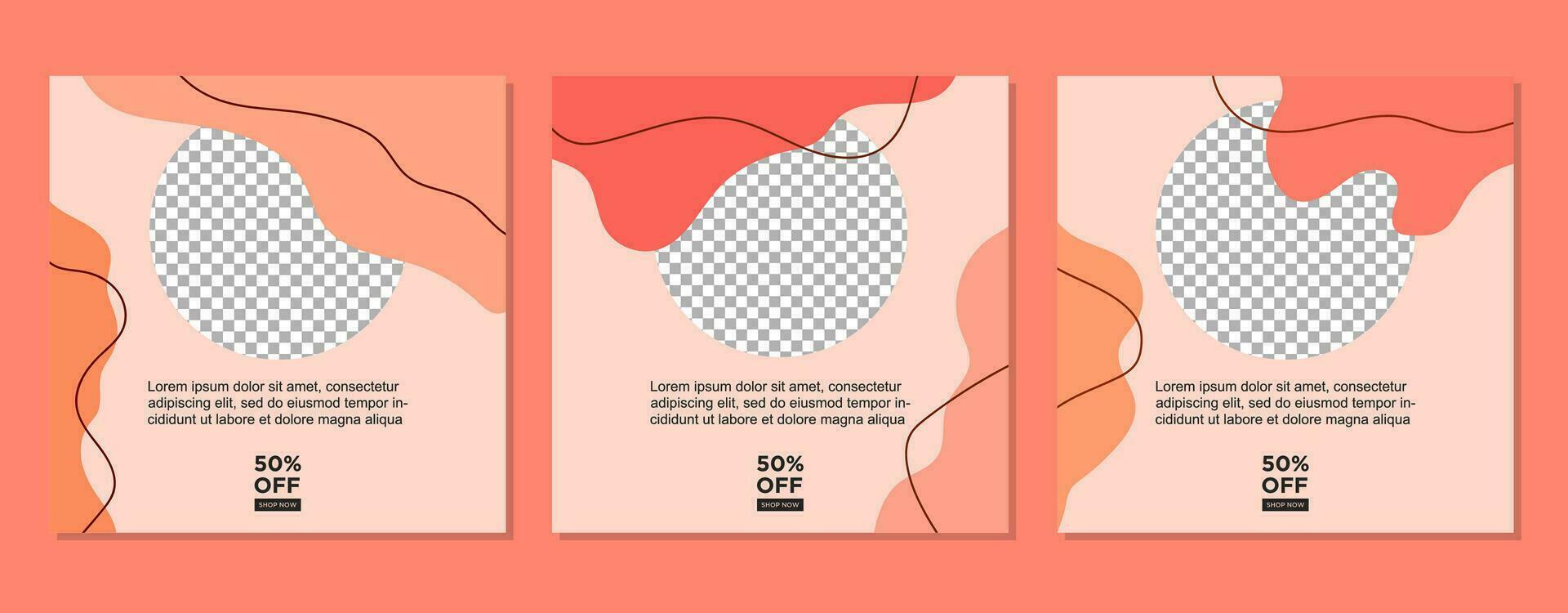 ABSTRACT SQUARE BACKGROUND SOCIAL MEDIA POST BANNER TEMPLATE SALES SET. EDITABLE COVER DESIGN PROMOTION SALE VECTOR