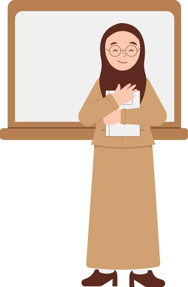 Smiling Female Teacher In Hijab In Class Illustration vector