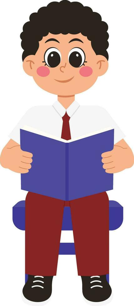 Little Student Reading A Book Illustration vector