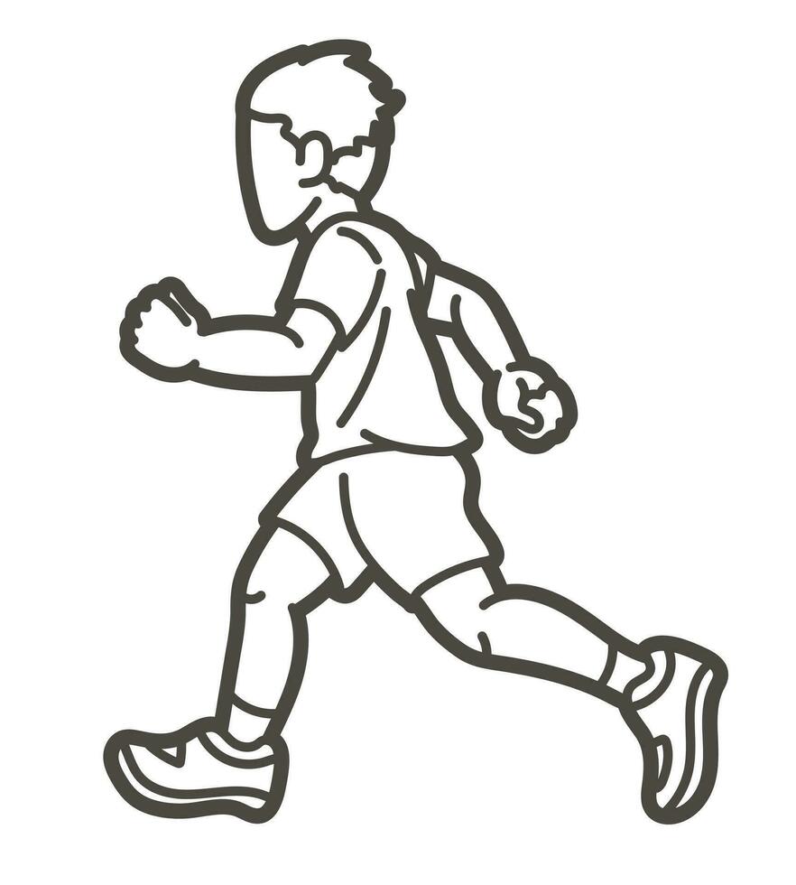 A Boy Running Child Runner Cartoon Action Graphic Vector