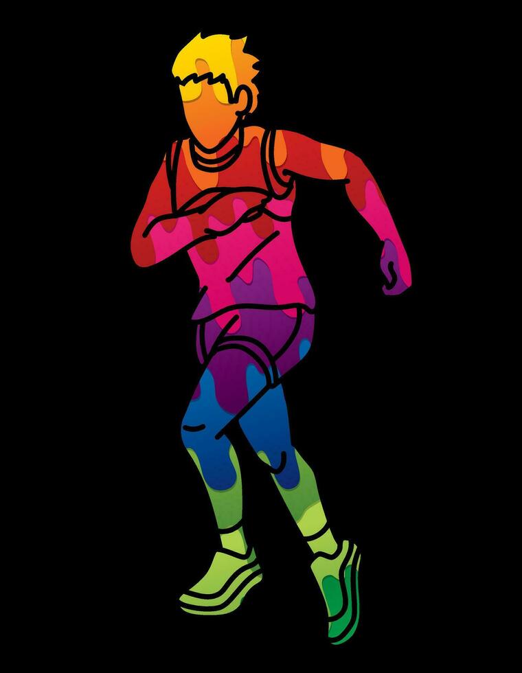 Graffiti A Boy Running Child Runner vector