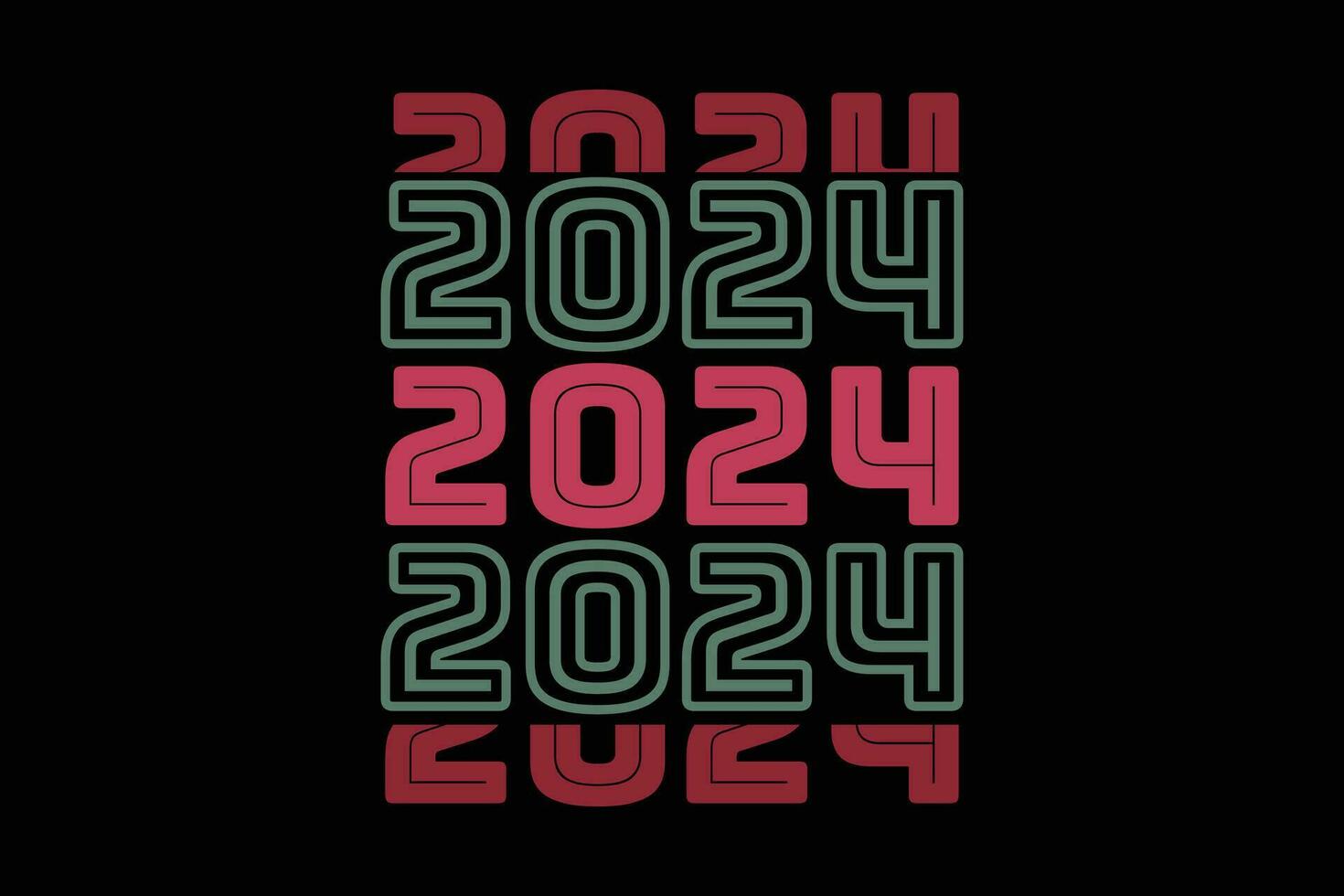 2024 tipografía diseño modelo. contento nuevo año 2024 vector