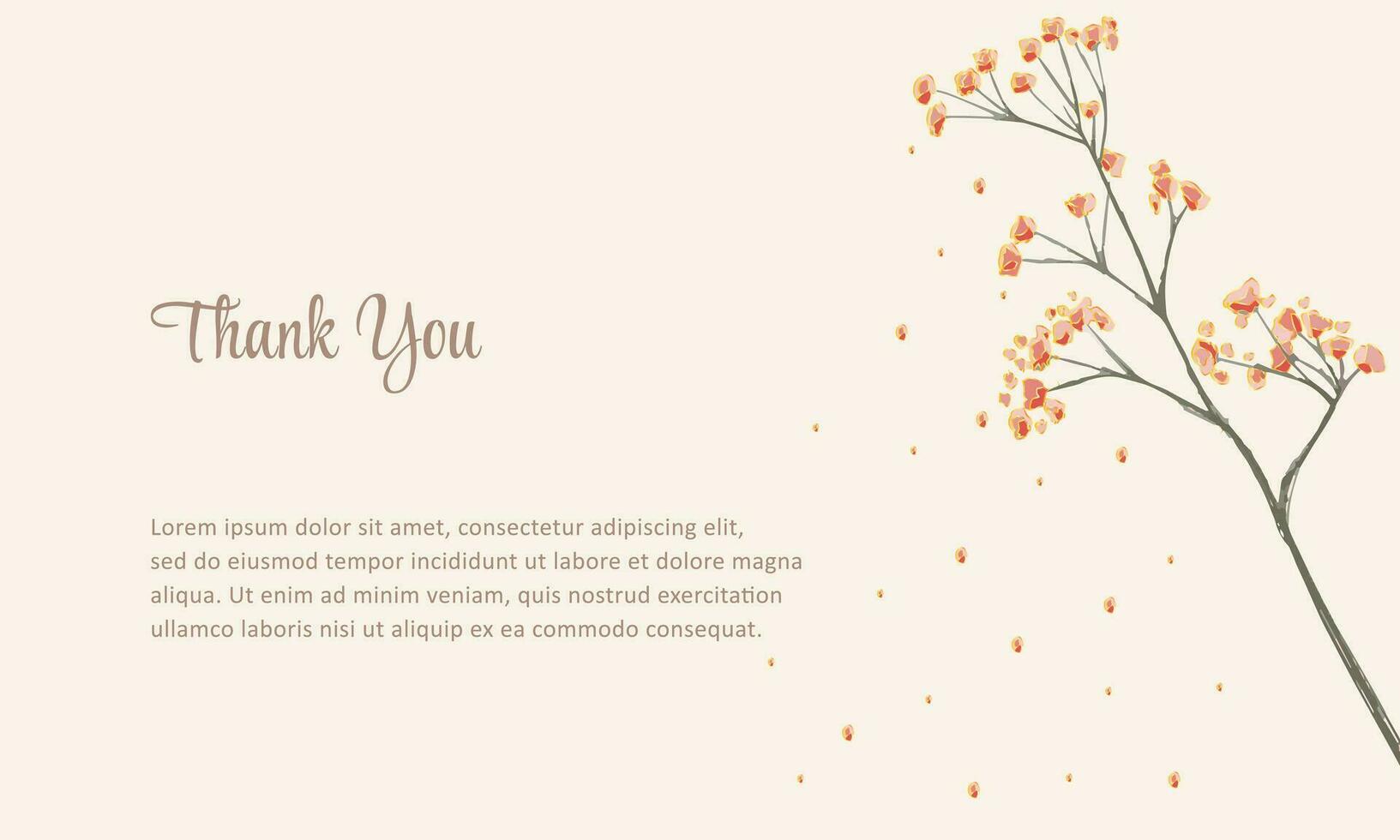 thank you card with botanical flower and gold design vector
