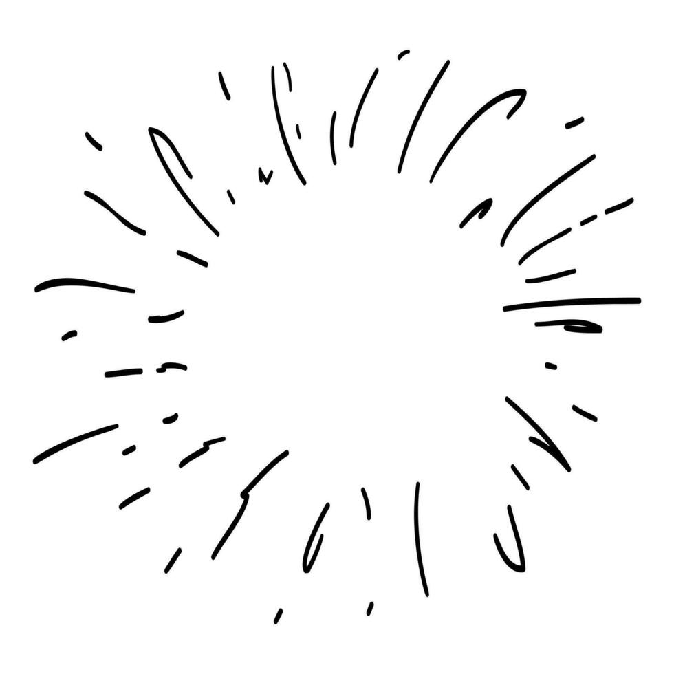 hand drawn doodle starburst, sunburst. doodle design element. vector illustration