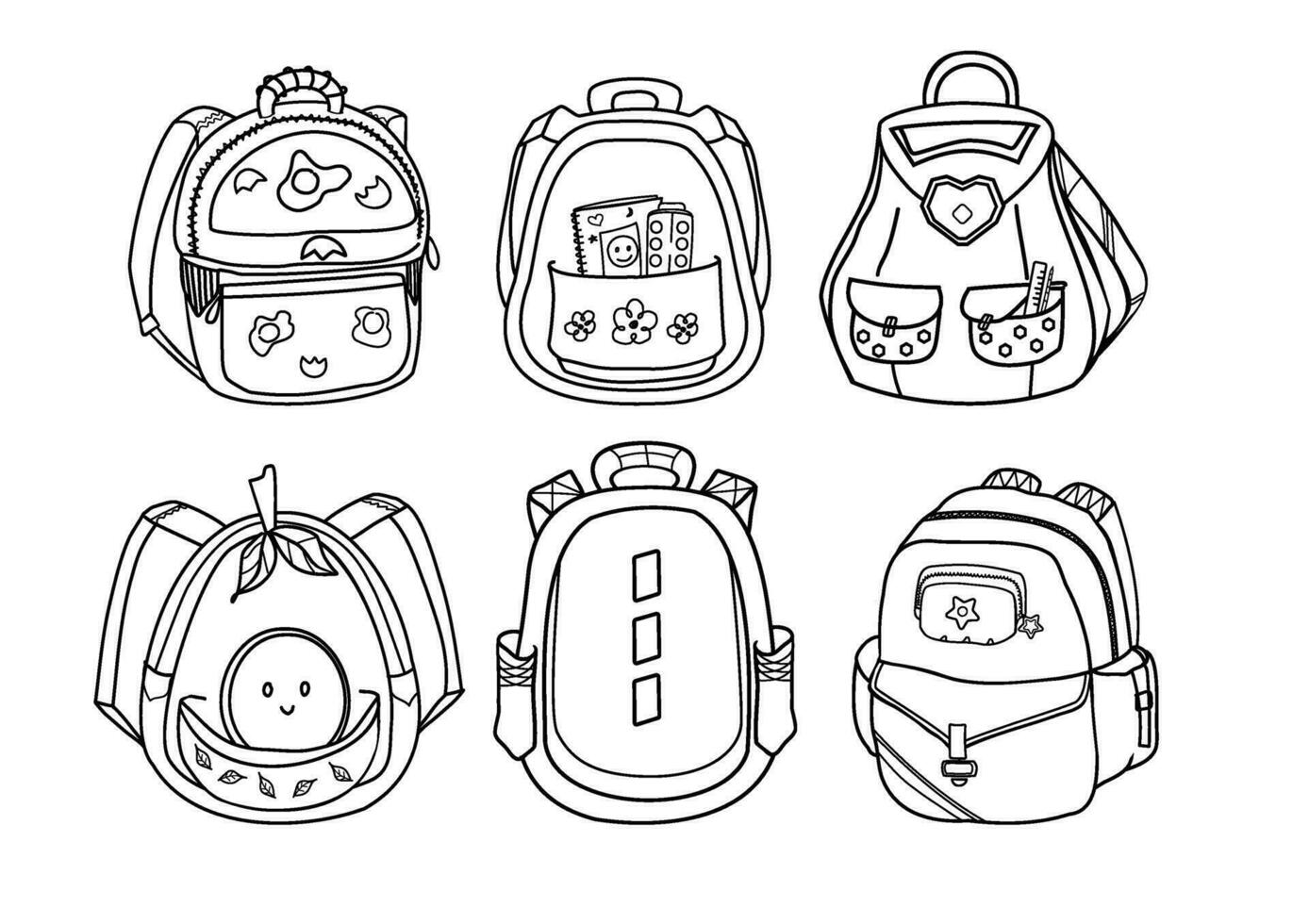 set sketch ,hand-drawing backpacks vector