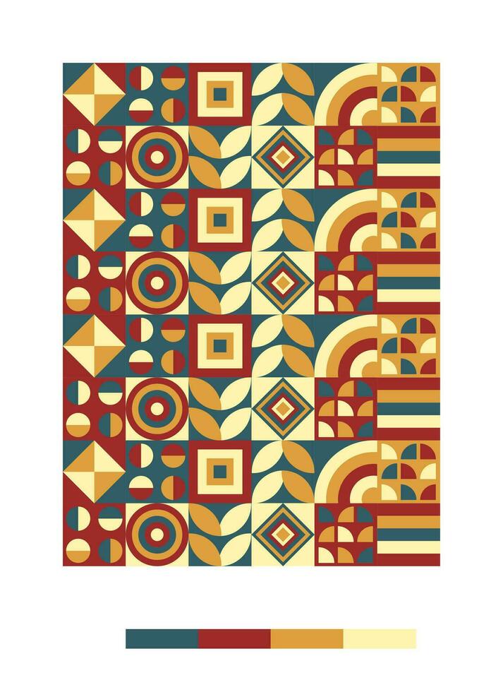a pattern with geometric shapes and colors vector