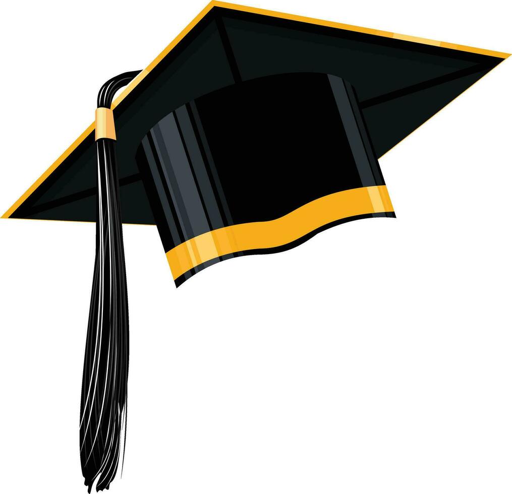 Student graduation cap with black tassel and ribbon vector
