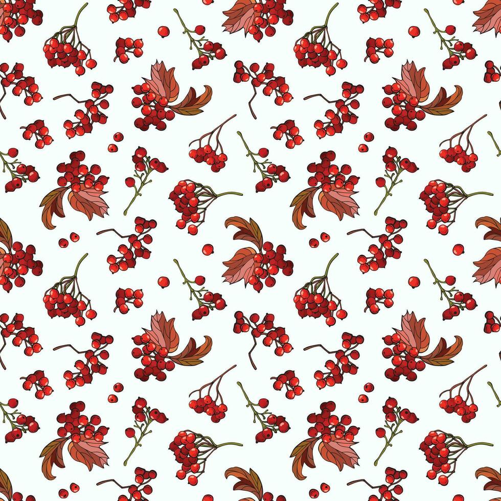 Seamless pattern with viburnum berries. Design for fabric, textile, wallpaper, packaging. vector