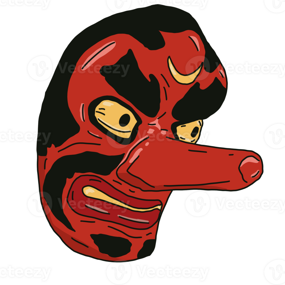 Illustration of Japanese Noh mask png