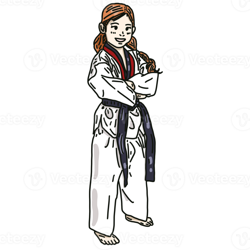 person i en taekwondo kostym png